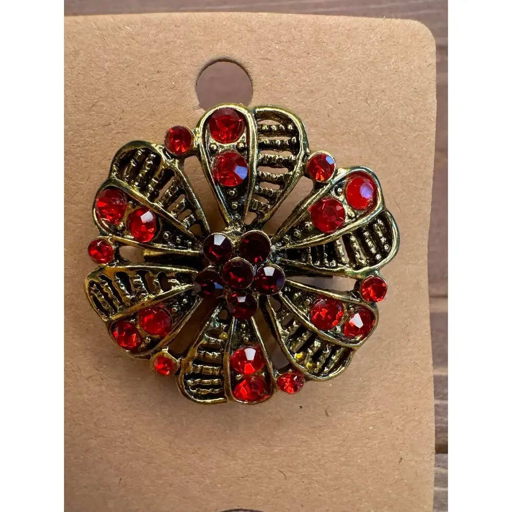 Vintage Style Antique Red Gold Jewelry Brooch Fashion Jewelry FAST SHIP